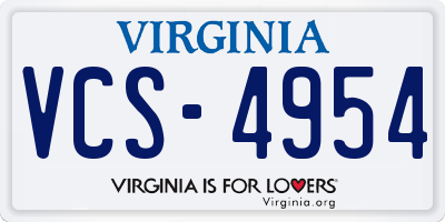 VA license plate VCS4954