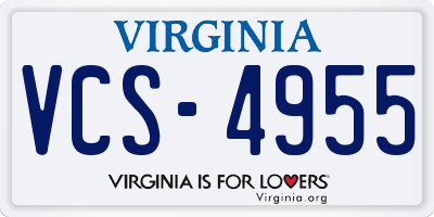 VA license plate VCS4955