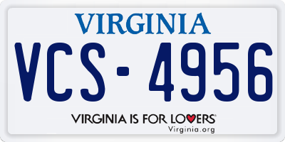 VA license plate VCS4956