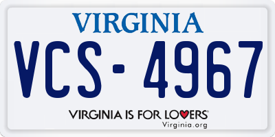 VA license plate VCS4967
