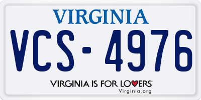VA license plate VCS4976