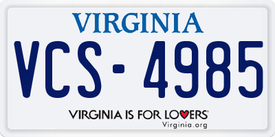 VA license plate VCS4985