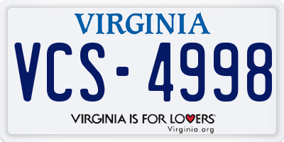 VA license plate VCS4998