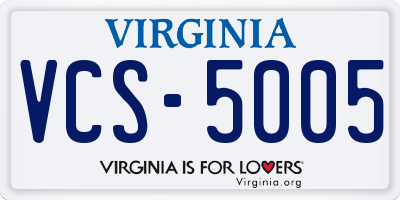 VA license plate VCS5005
