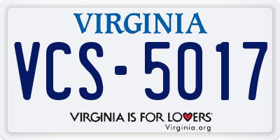 VA license plate VCS5017