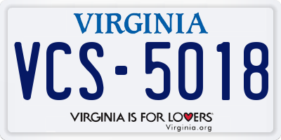 VA license plate VCS5018