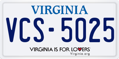 VA license plate VCS5025