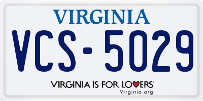 VA license plate VCS5029
