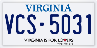 VA license plate VCS5031