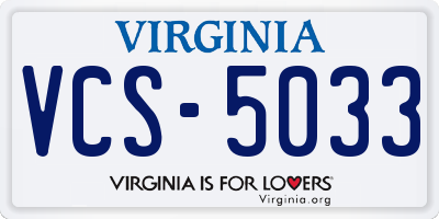 VA license plate VCS5033