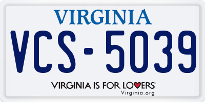 VA license plate VCS5039
