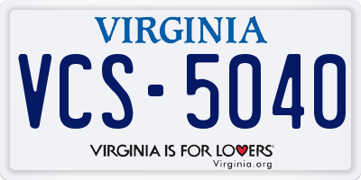 VA license plate VCS5040