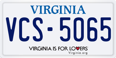 VA license plate VCS5065