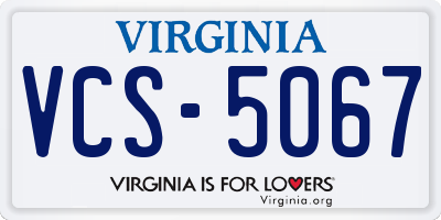 VA license plate VCS5067