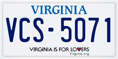 VA license plate VCS5071
