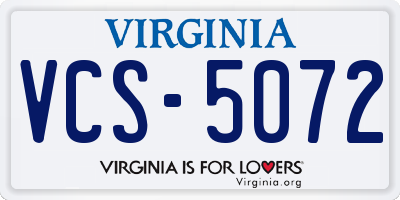 VA license plate VCS5072