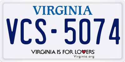 VA license plate VCS5074