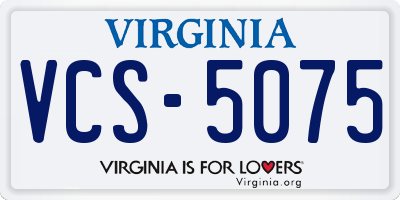 VA license plate VCS5075
