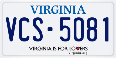 VA license plate VCS5081