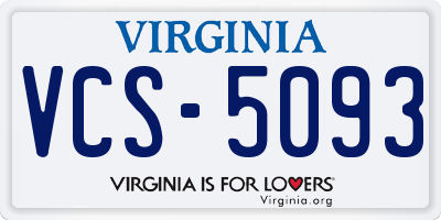 VA license plate VCS5093