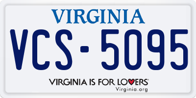 VA license plate VCS5095