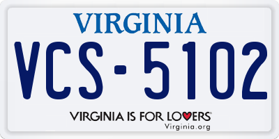 VA license plate VCS5102
