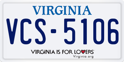 VA license plate VCS5106
