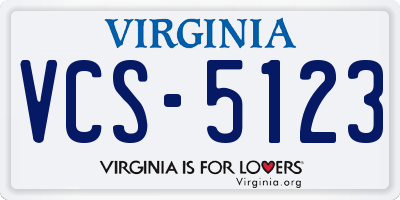 VA license plate VCS5123