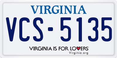VA license plate VCS5135