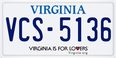 VA license plate VCS5136
