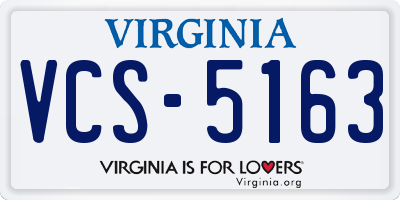VA license plate VCS5163