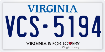 VA license plate VCS5194