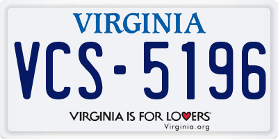 VA license plate VCS5196