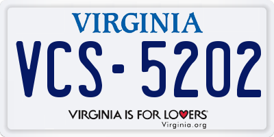 VA license plate VCS5202