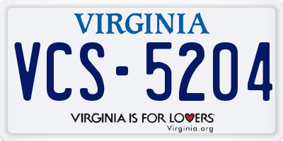 VA license plate VCS5204