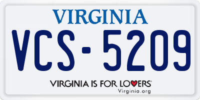 VA license plate VCS5209