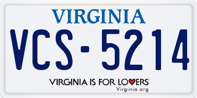 VA license plate VCS5214