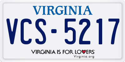 VA license plate VCS5217