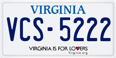 VA license plate VCS5222