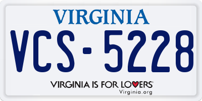 VA license plate VCS5228