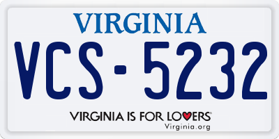 VA license plate VCS5232