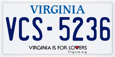VA license plate VCS5236