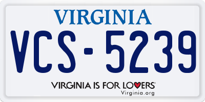 VA license plate VCS5239