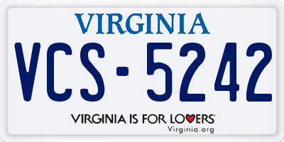 VA license plate VCS5242