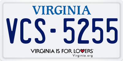 VA license plate VCS5255