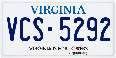 VA license plate VCS5292