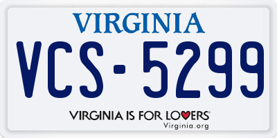 VA license plate VCS5299