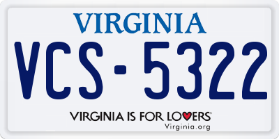 VA license plate VCS5322