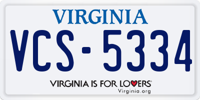 VA license plate VCS5334