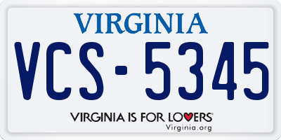 VA license plate VCS5345